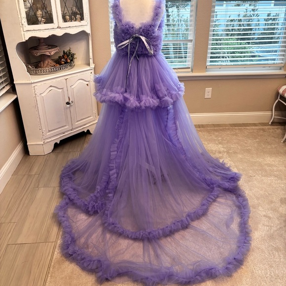 NEW Tulle Maternity Dress for Photoshoot Bridal Robe Dusty Purple NWOT Size M - Picture 6 of 8